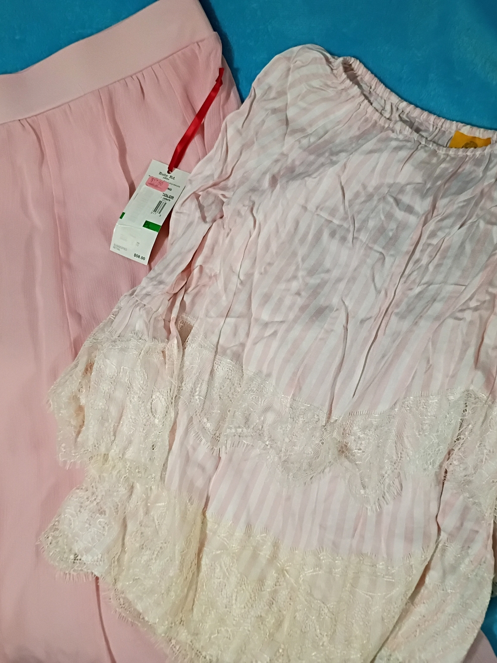 Ruby Rd. Pink Striped Lace-Trim Top